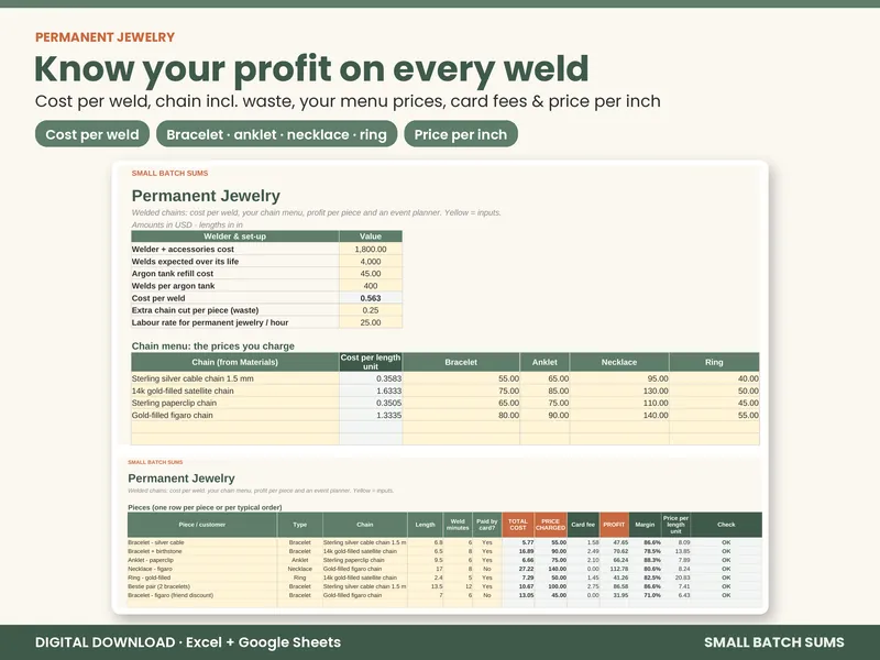 Jewelry + Permanent Jewelry Pricing Calculator screenshot 2